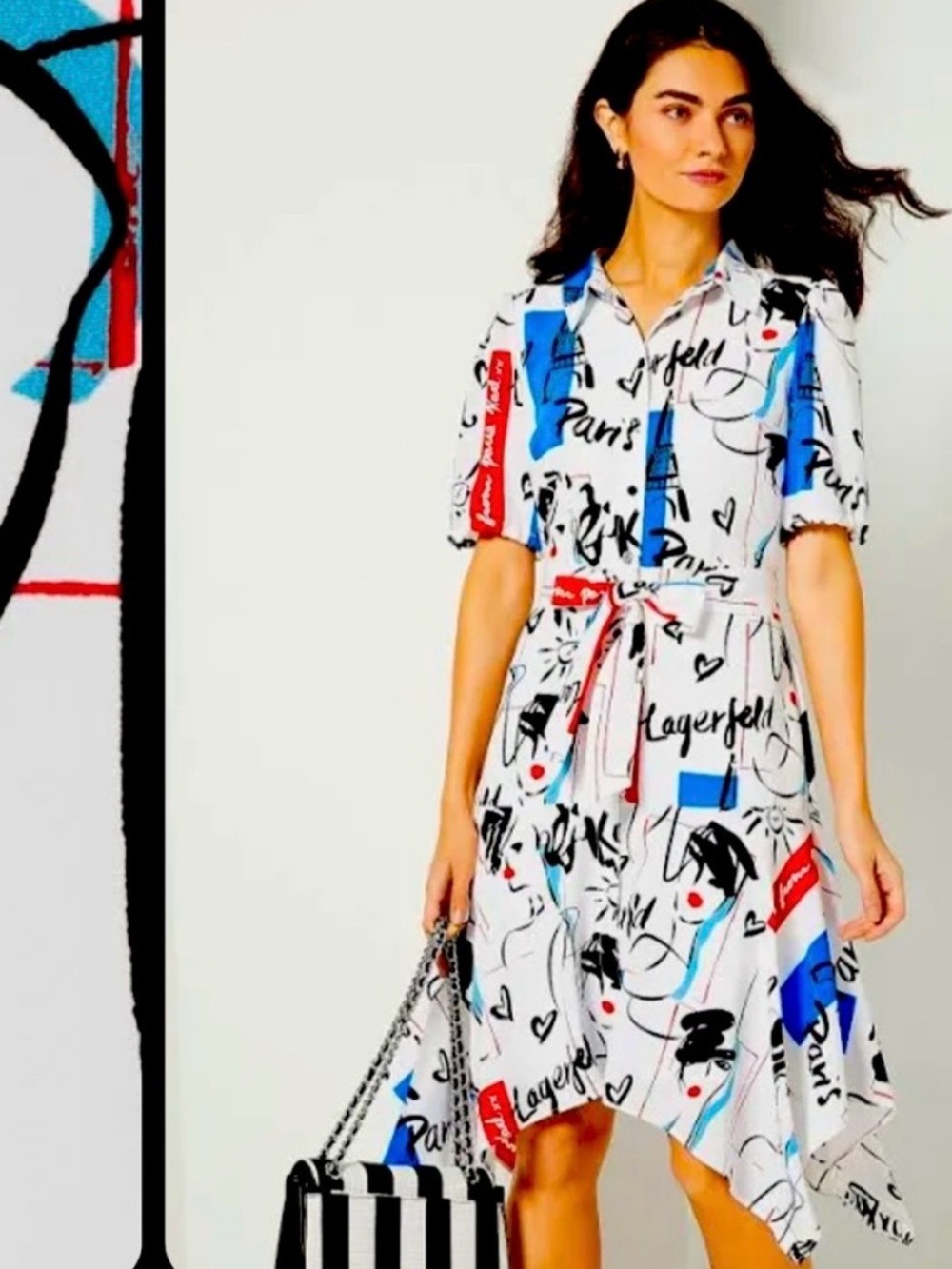 Karl Lagerfeld Paris Print belted shirt dress-size 10 NWOT